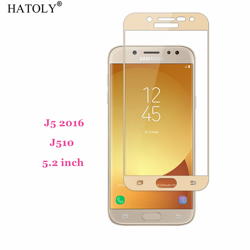 1PCS Tempered Glass For Samsung Galaxy J5 2016 Screen Protector j510f Full Cover for 3D Curved Edge Film HATOLY | Мобильные телефоны