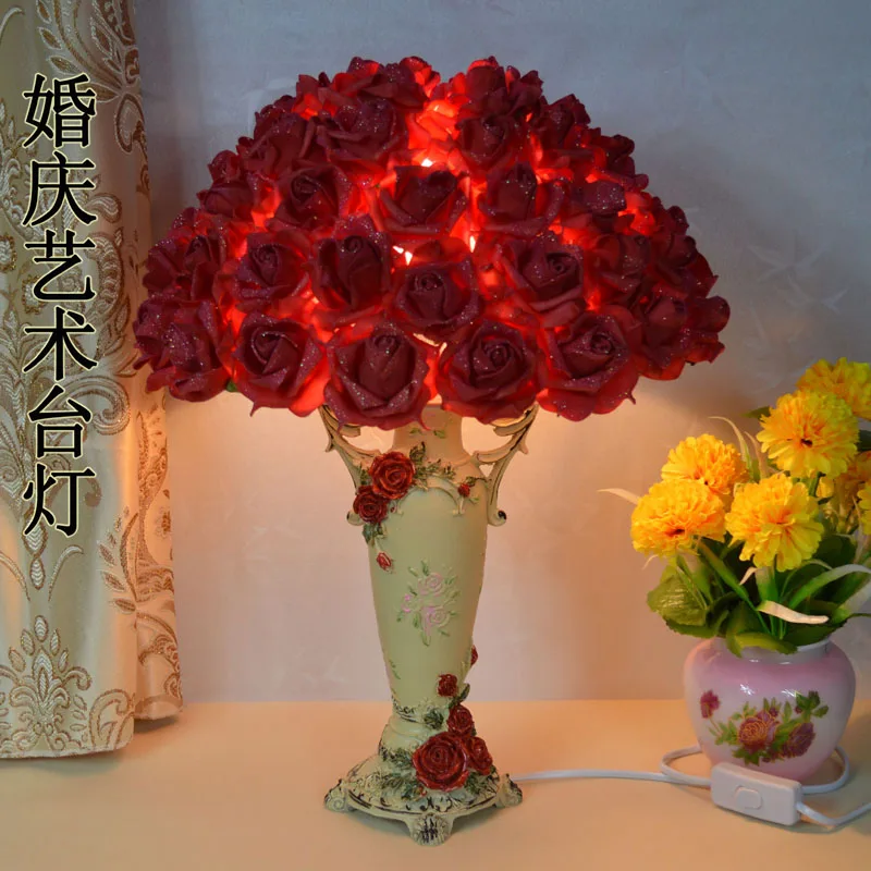 Birthday/Wedding/Valentine's Day Gifts Rose Flower Shade Table Lamps