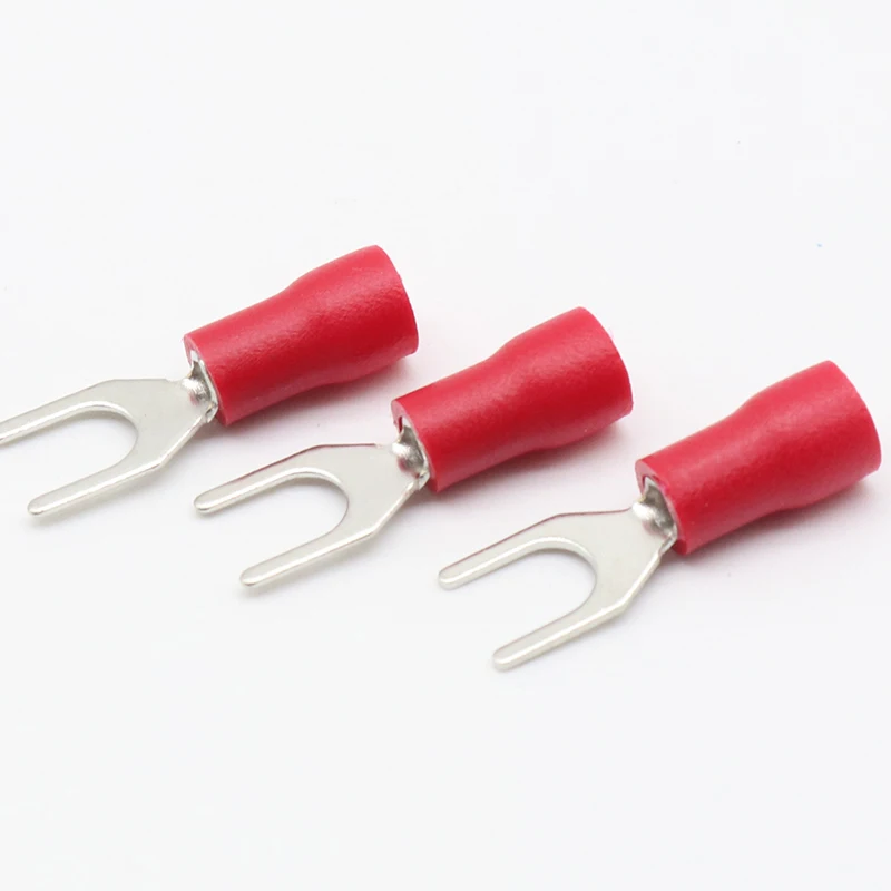 SV1.25 4 красный Furcate Вилка Лопата 22 ~ 16AWG провода обжимные прессованные клеммы