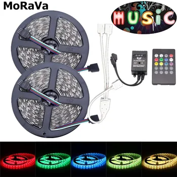 

44Key Music 5050 RGB LED Strip 12V 150leds Non waterproof Flexible RGB Rope Light+44Key Music IR LED Controller No Power Adapter