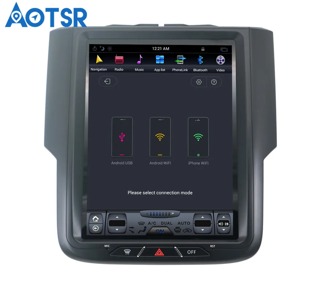 Best Aotsr Android 7.1 Tesla style Car No DVD Player GPS Navigation For DODGE Ram 2014-2018 Stereo Headunit Multimedia WIFI Bluetooth 3