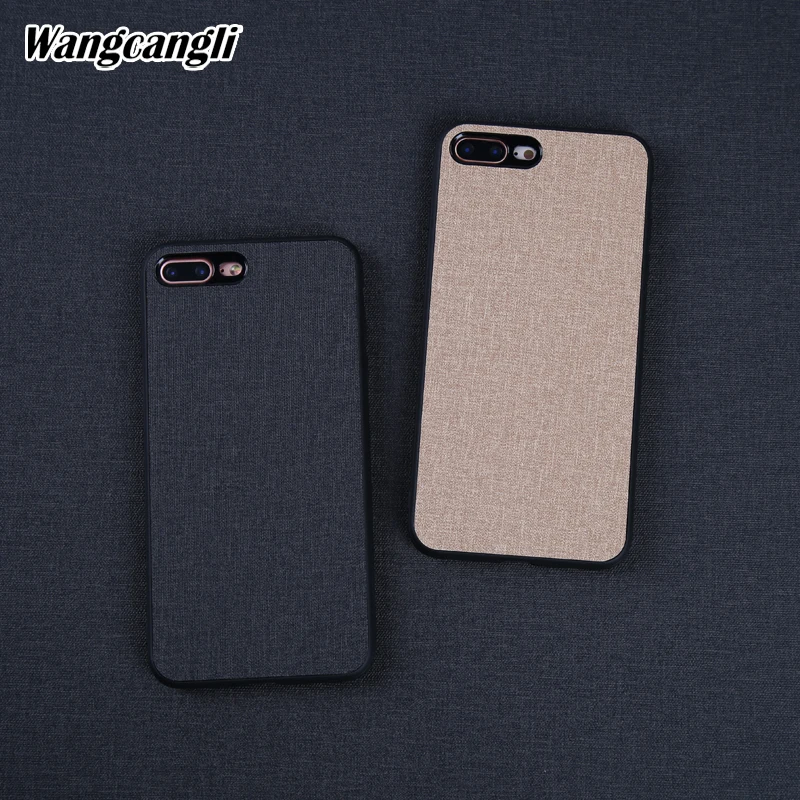 

For iPhone 8 plus Canvas Phone Case PU Back Cover phone protection case cover for iPhone 7 plus 8 plus shell drop resistance