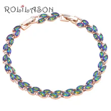Luxury Rainbow Silver filled Charm Bracelets for Ladies Zirconia Crystal Health Nickel & Lead free Fashion jewelry TB750