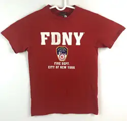 FDNY Нью-Йорк Пожарная служба. Огонь Красная футболка мужская размер маленький 100% хлопок