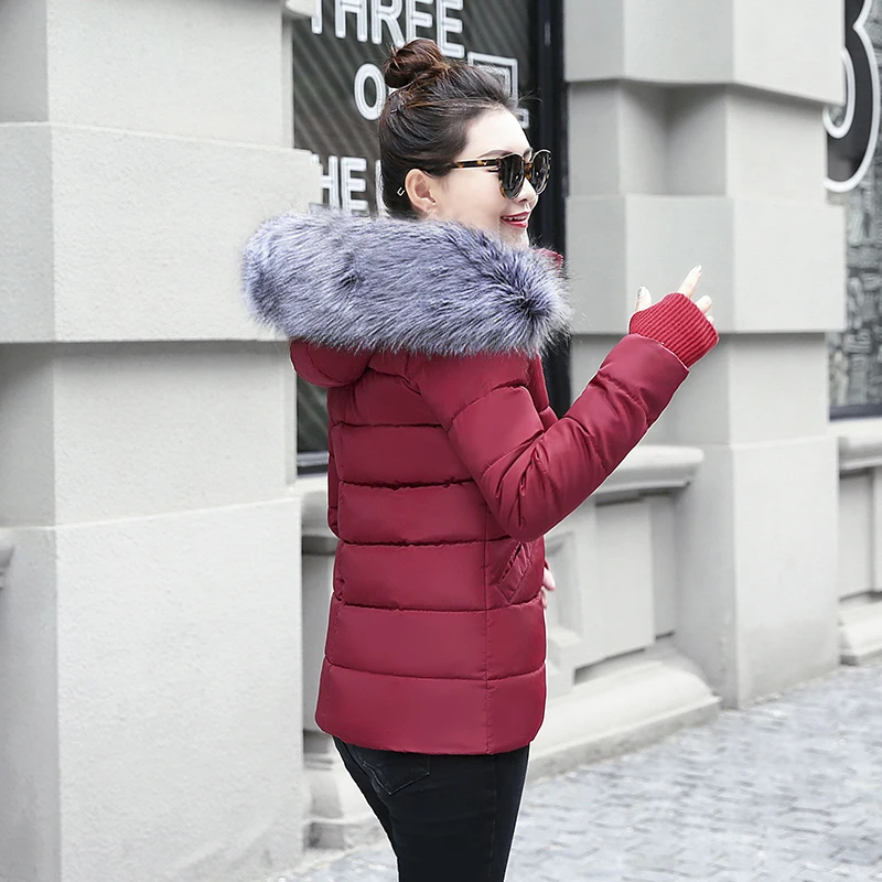 Женская теплая зимняя куртка Модные женские парки с капюшоном белый меховой воротник пуховое хлопковое пальто Высокое качество Женское зимнее пальто
