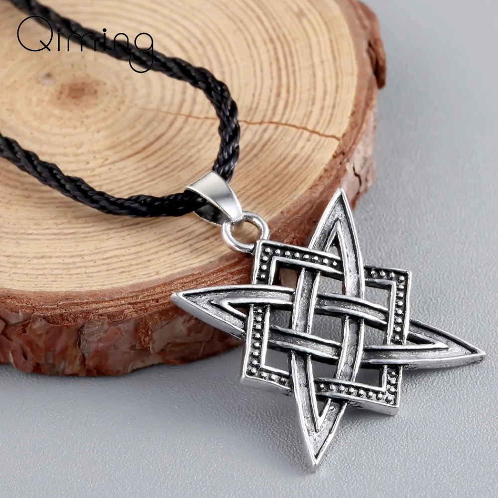 

Slavic Norway Valknut Viking Necklaces Svarog Square Star Rus Amulet Ancient Slavic Talisman Men Pendant Pagan Jewelry Gift