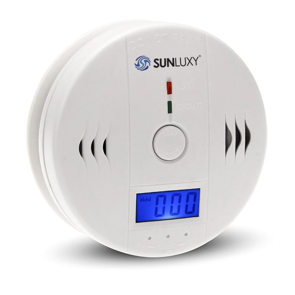 4pcs SUNLUXY Wireless Fire Smoke CO Carbon Sensor Detector 85dB Alarm LCD Display Home Indoor Security Protector System