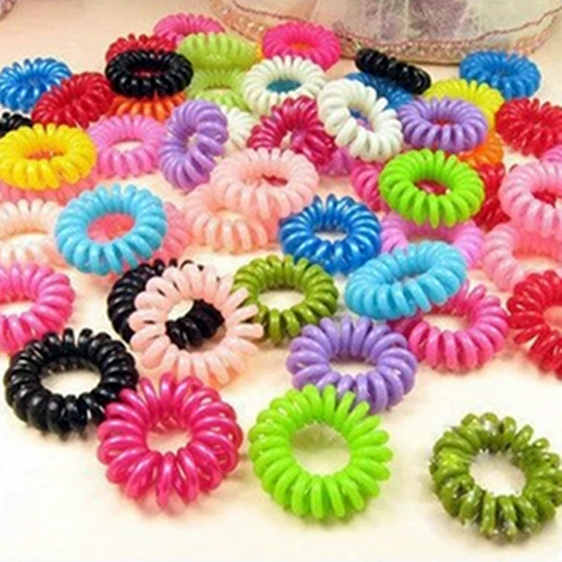 

Nt15 Wholesale Price Fashion Candy Color Elastic Rope Hairband For Women Girls Telephone Wire Design Spiral Headband Wholesale