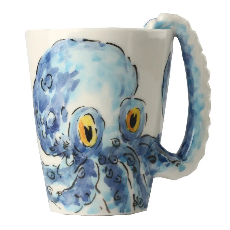 300 мл 3D животное керамическая чашка креативная морская кофейная кружка с изображениями животных ручная роспись Керамическая молочная кружка Haima Пингвин Дельфин Осьминог кружки