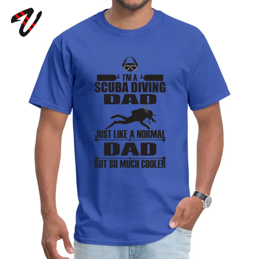 Short Sleeve Tops T Shirt Round Neck All Cotton Men's T Shirts Scuba Diving Dad Family Tops Shirt Brand New Free Shipping Scuba Diving Dad -20689 blue