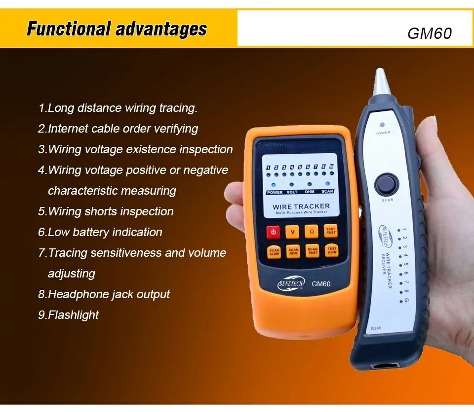 GM60 RJ45 RJ11 телефонный провод трекер сетевой кабель набор инструментов тестер детектор линия искатель