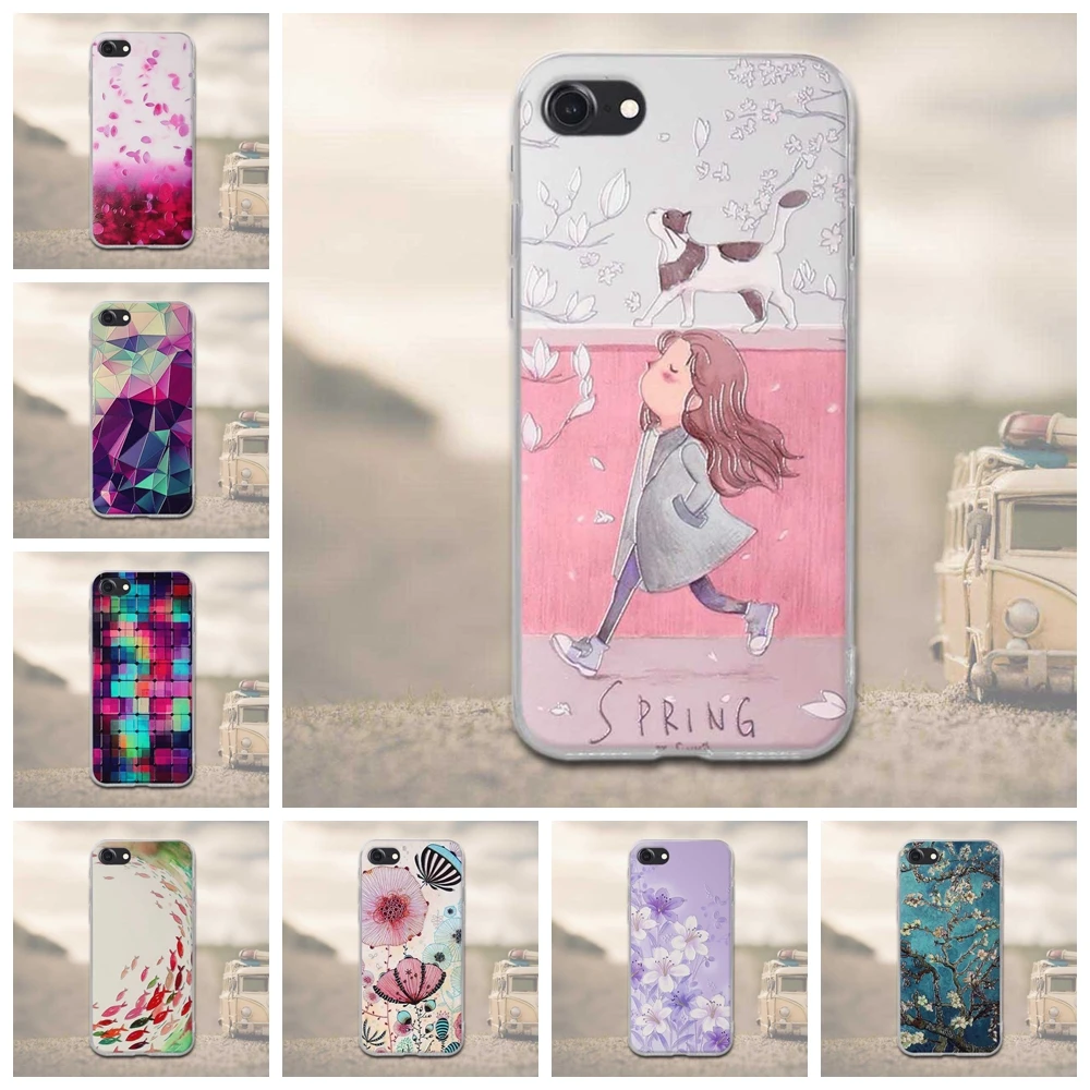 For Apple iphone 7 Thin TPU Case For apple iphone 7 iphone7 4.7 inch Silicone Soft Back Cover for iPhone 7 iPhone7 3 Flower Case