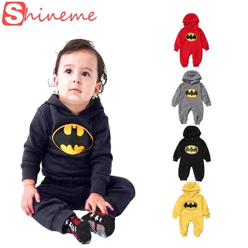 

Cotton 4 colors baby infant boy girl rompers jumpsuit set clothing long sleeve winter brand funny superhero batman clothes denim