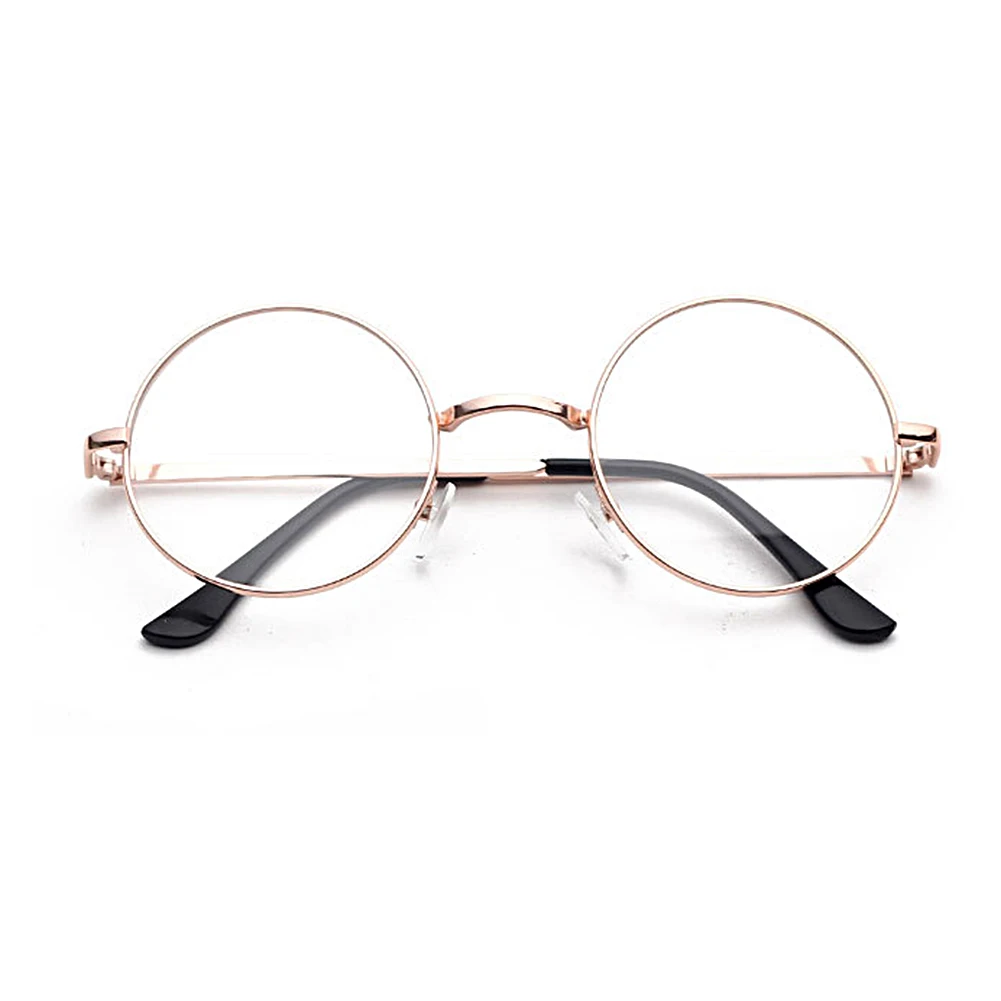 

UV400 Plain Glasses Harajuku Women Men Vintage Round Metal Clear Glasses Frame Anti-radiation Optical Glasses Frame &