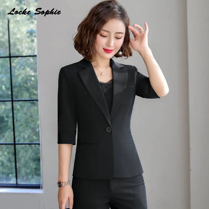 1pcs Women Plus size Blazers coats 2019 Summer cotton blend Single button Small Suits jackets ladies Skinny Blazers Suits coats