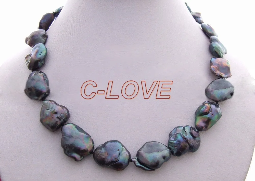 

22mm Black keshi Pearl Necklace