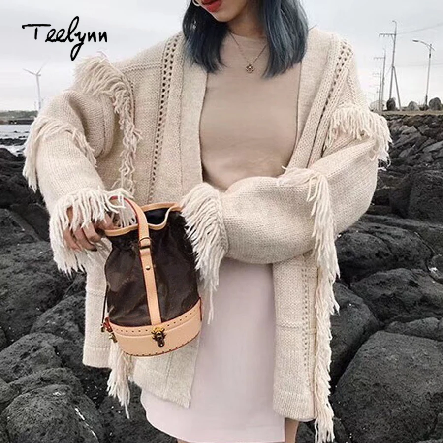 long fringed cardigan
