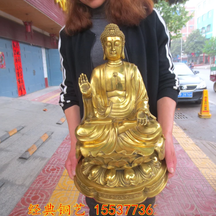 

Large RARE -bless family Safety Health luck Talisman 2019 home Temple Hall efficacious Protection GOLDEN Buddhism Buddha statue