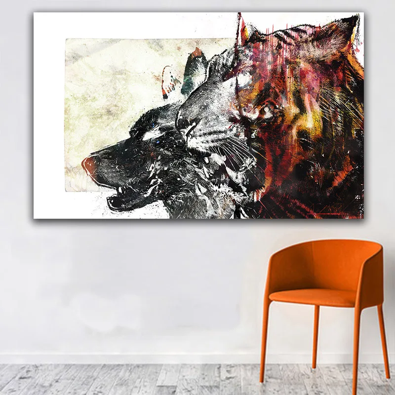 GOODECOR абстрактный Лев, рисунок на холсте, настенная художественная картина для гостиной, домашний плакат, животные, Художественная печать, холст, без рамки