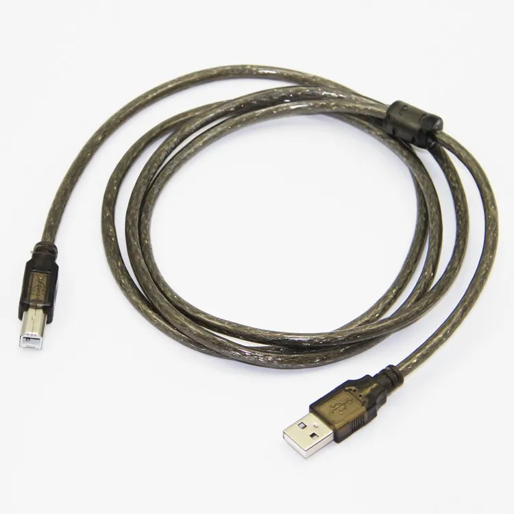 1,5 м 5 футов USB 2,0 кабель для принтера тип A папа-Тип B папа двойное экранирование(фольга+ Плетеный) прозрачный черный
