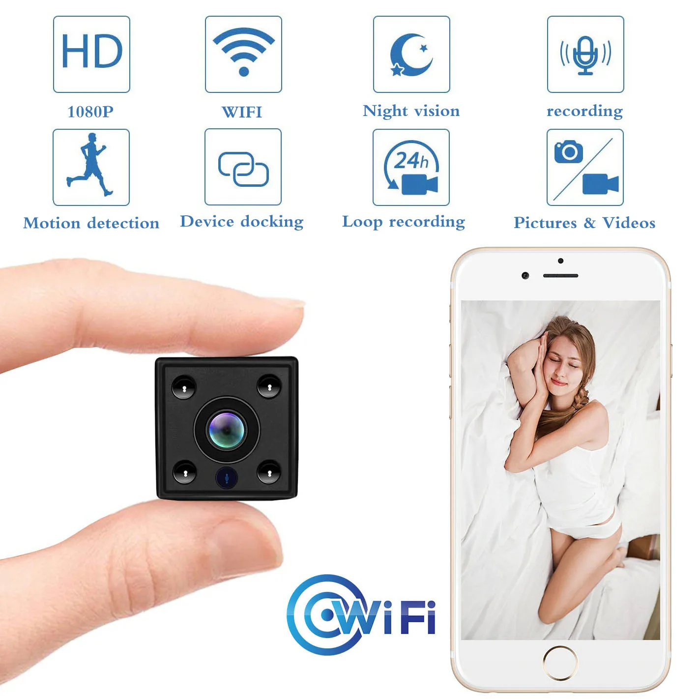 

1080P Mini Wireless WIFI IP Camera HD Smart Home Security Camera Night Vision phone APP view Built-in Battery 32GB SD Card