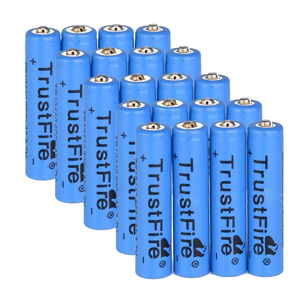 TrustFire 20PCS AAA 10440 600mAh 3.7V Rechargeable Li ion Battery Bluein Rechargeable Batteries