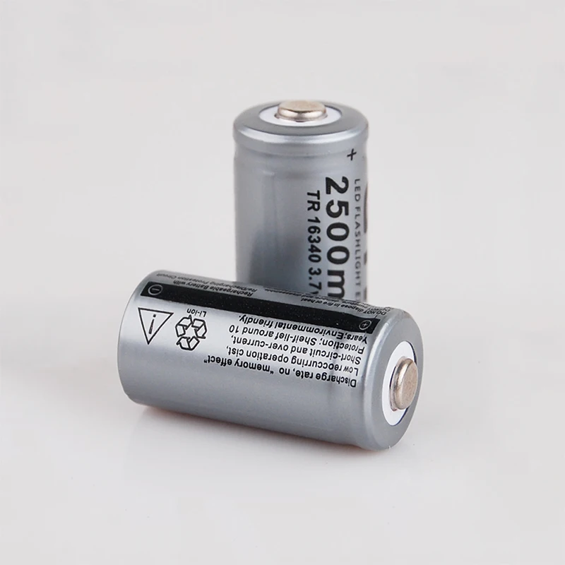20 шт CR123A 3 7 V 2500 мА/ч 16340 Батарея Li Ion Перезаряжаемые батареи светодиодный фонарик