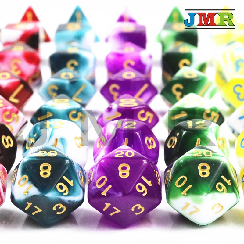 Подземелья и Драконы Набор кубиков высокое качество 7pc Die многогранных D4 D6 D8 D10 % D12