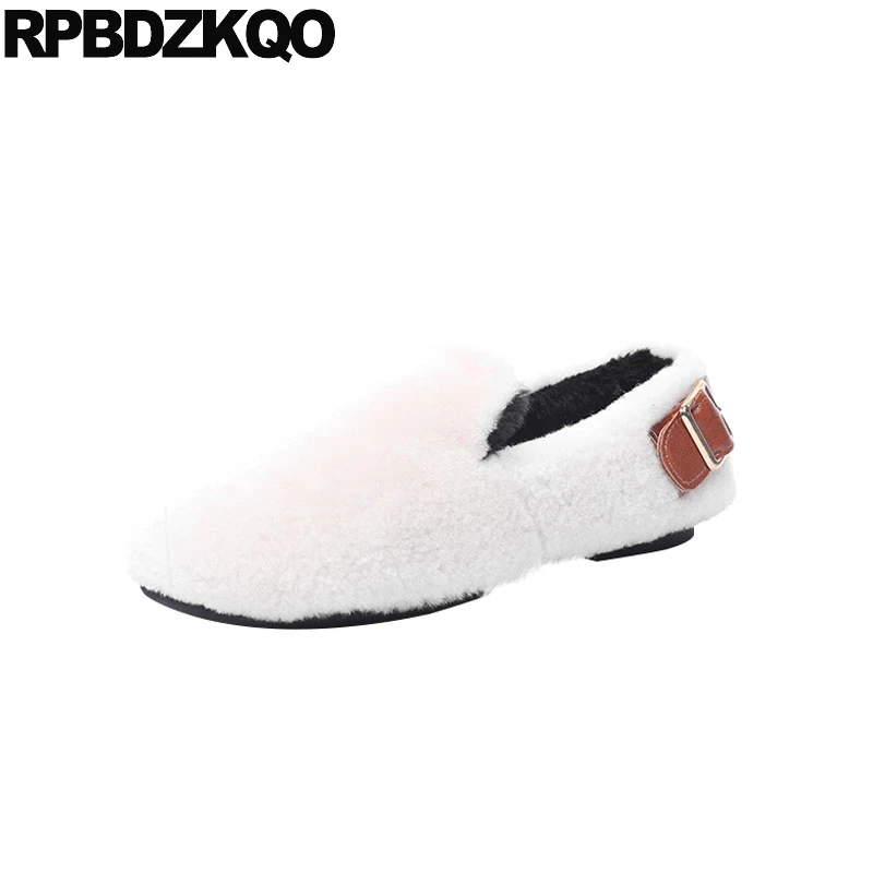 

slip on fashion black white rubber sole flats ladies designer shoes china round toe chinese 2018 comfortable fur women loafers