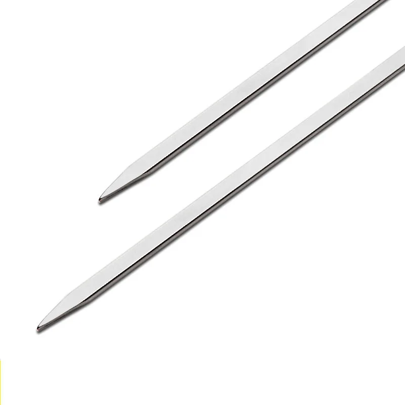6pcs 17.7in 45cm Stainless steel Flat BBQ Sticks Shish Kebab Skewers Needle Portable Barbecue Grill Tool Picnic BBQ Accessories