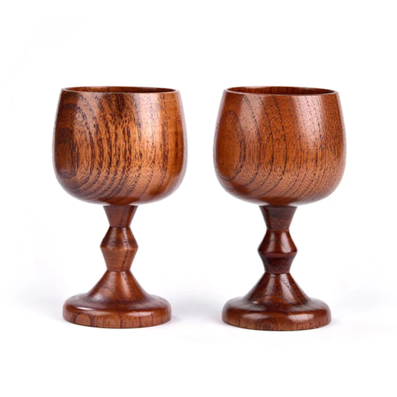 5OZ Vintage Wooden Goblets Wine Cups Handmade Wood Beer Cocktail Drinking Cups & Mugs Wooden Tableware Home Bar Drinkware Gifts (2)
