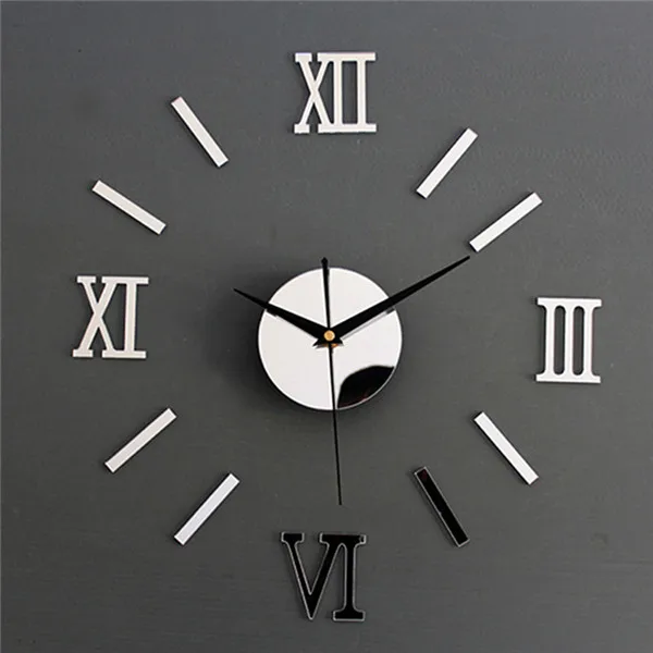 3D настенные часы Роскошный большой домашний декор для гостиной зеркало художественный дизайн модные настенные плакаты декор настенные часы - Цвет: Серебристый