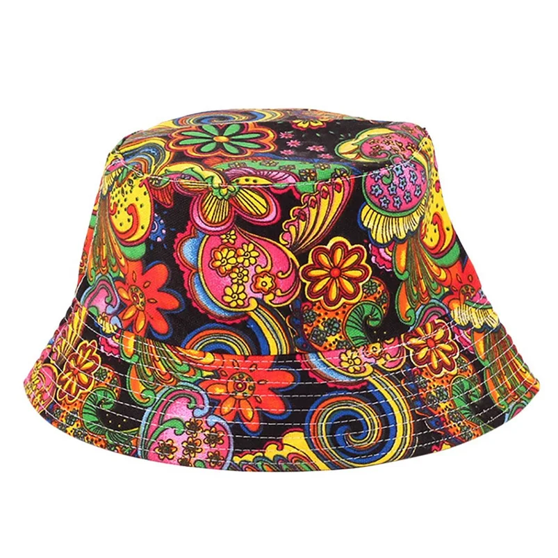  Men Women Bucket Hat Flower Print Cap 2018 Summer Hot Sale Flat Hat Fishing Boonie Bush Cap Outdoor Sunhat Wholesale #FM11 (3)