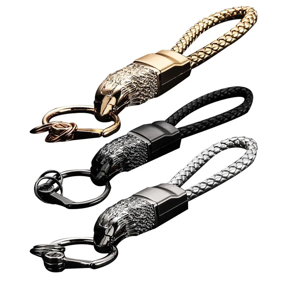 

Eagle Shape Car Keychain High Grade Metal Key Pendant Leather Woven Zinc Alloy Unique Delicate Key Pendant Keyring Keychain