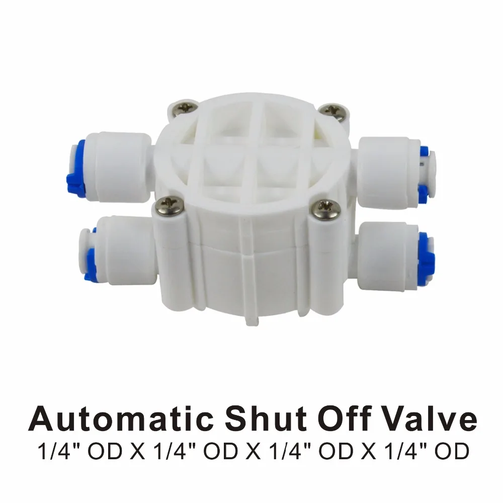 

Auto Shut Off Valve 1/4" Quick Connection White Used in in residential Reverse Osmosis Systems