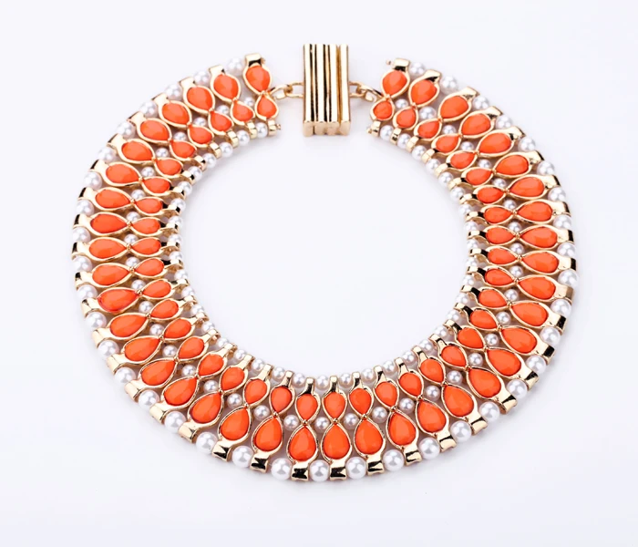 Искусственное жемчужное оранжевое большое массивное ожерелье, Парфюмированная цепочка для вечеринки, роскошное ювелирное изделие, Рождественский подарок