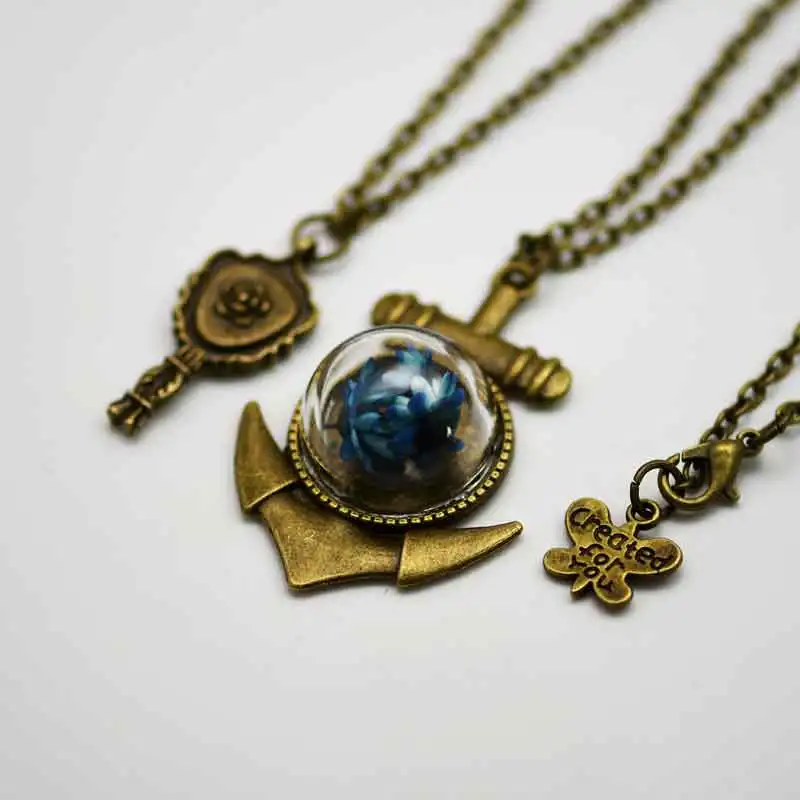 2017 New Mirror Butterfly Necklace Vintage Ship Spear Natural Flower Half Glass Ball Pendant free shipping | Украшения и
