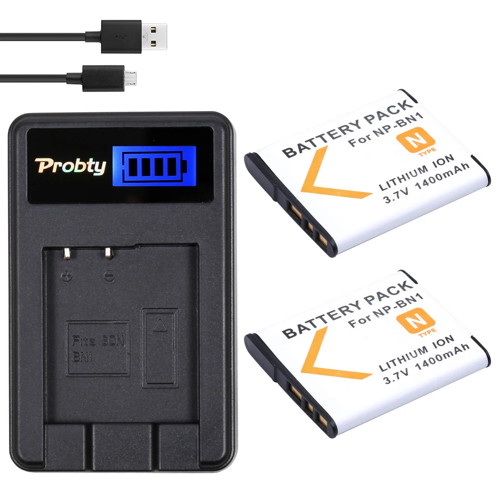 

2Pcs NP-BN1 NP BN1 Battery + LCD Charger for Sony Cyber-shot DSC-QX10 DSC-QX30 DSC-QX100 DSC-TF1 DSC-TX10 DSC-TX20 TX30 DSC-W620