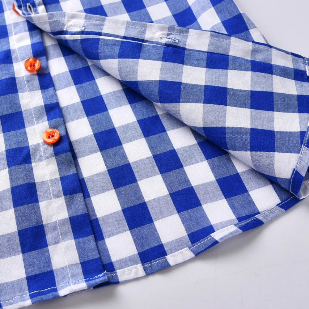 Casual Spring Children Boy Suits Cotton Full Plaid Shirt Boy Plants Spring Autumn Outdoor Kids Clothes for 2T3T4T5T6T Child 4