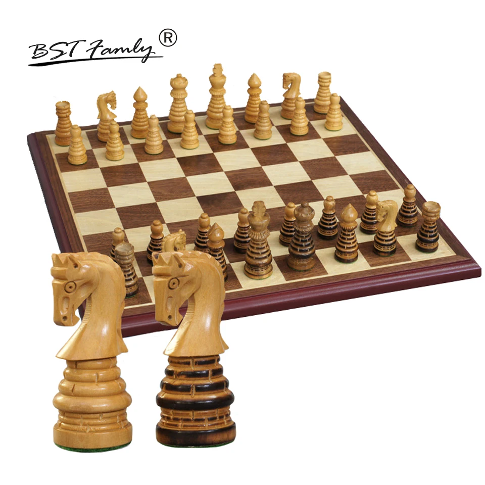 BSTFAMLY Wooden Chess Set Chessman International Chess Game Box Chessboard Poplar Wood Chess Piece King Height 79mm Toy Gift I43 BSTFAMLY Wooden Chess Set Chessman International Chess Game Box Chessboard Poplar Wood Chess Piece King Height 79mm Toy Gift I43