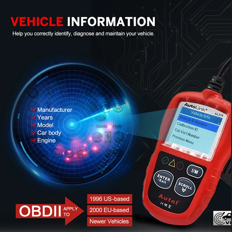 Autel AL319 OBD2 Scanner Car Code Reader Automotive OBDII Scaner Auto Diagnostic Scan Tool Fault Reader Diagnostics Scanner