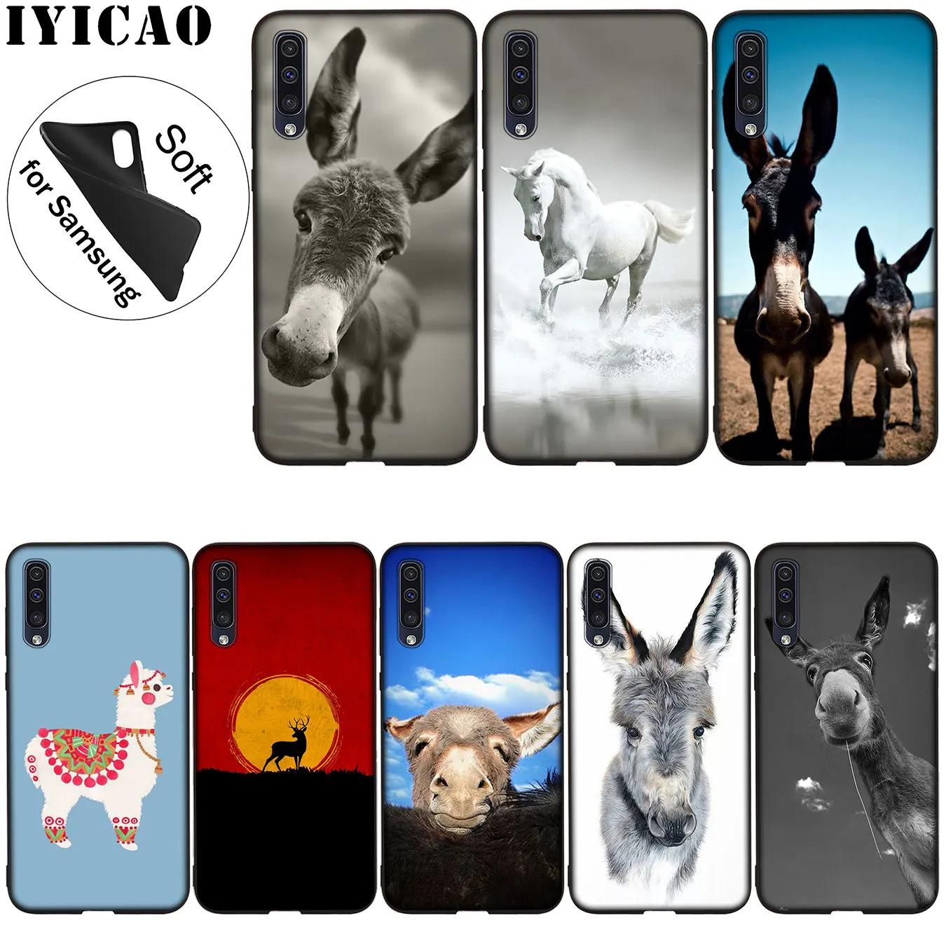 

IYICAO donkey funny Alpaca horse Soft Silicone Case for Samsung Galaxy A70 A60 A50 A40 A30 A20 A10 A50S A40S A30S A20S A10S