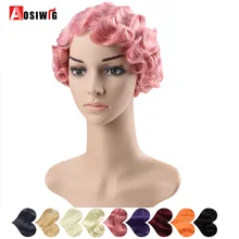 AOSI Synthetic Hair Short Curly Heat Resistant Finger Waves Wigs For African American Women Cosplay Wig AOSI Synthetic Hair Short Curly Heat Resistant Finger Waves Wigs For African American Women Cosplay Wig