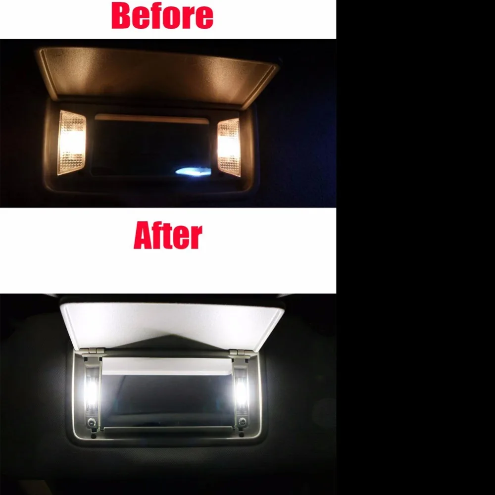 2pcs 29mm T6 31mm 9 SMD 4014 LED Lamp Bulb For Car Interior Sun Visor Vanity Mirror Fuse Light Pure White DC12V car-styling