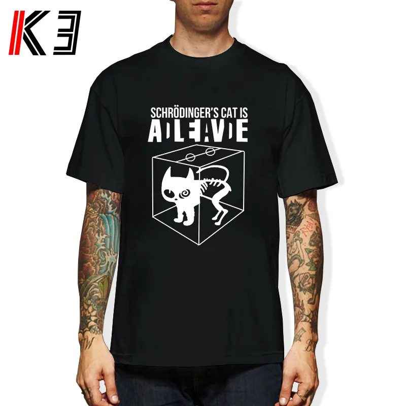 

K3 New The Big Bang Theory T-shirt Sheldon Cooper Schrodinger 's Cat T shirt Men Cartoon Anime Print Shirts
