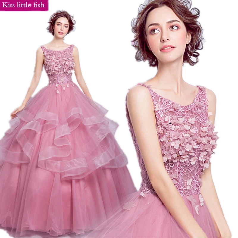 

7201 Free shipping elegant pink vestido de festa longo de luxo evening dresses long evening party dresses