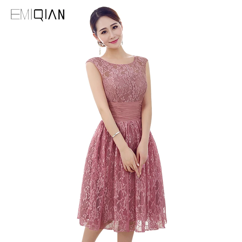 

Freeshipping Real Pictures New Arrival A Line O Neck Lace Short Prom Dress