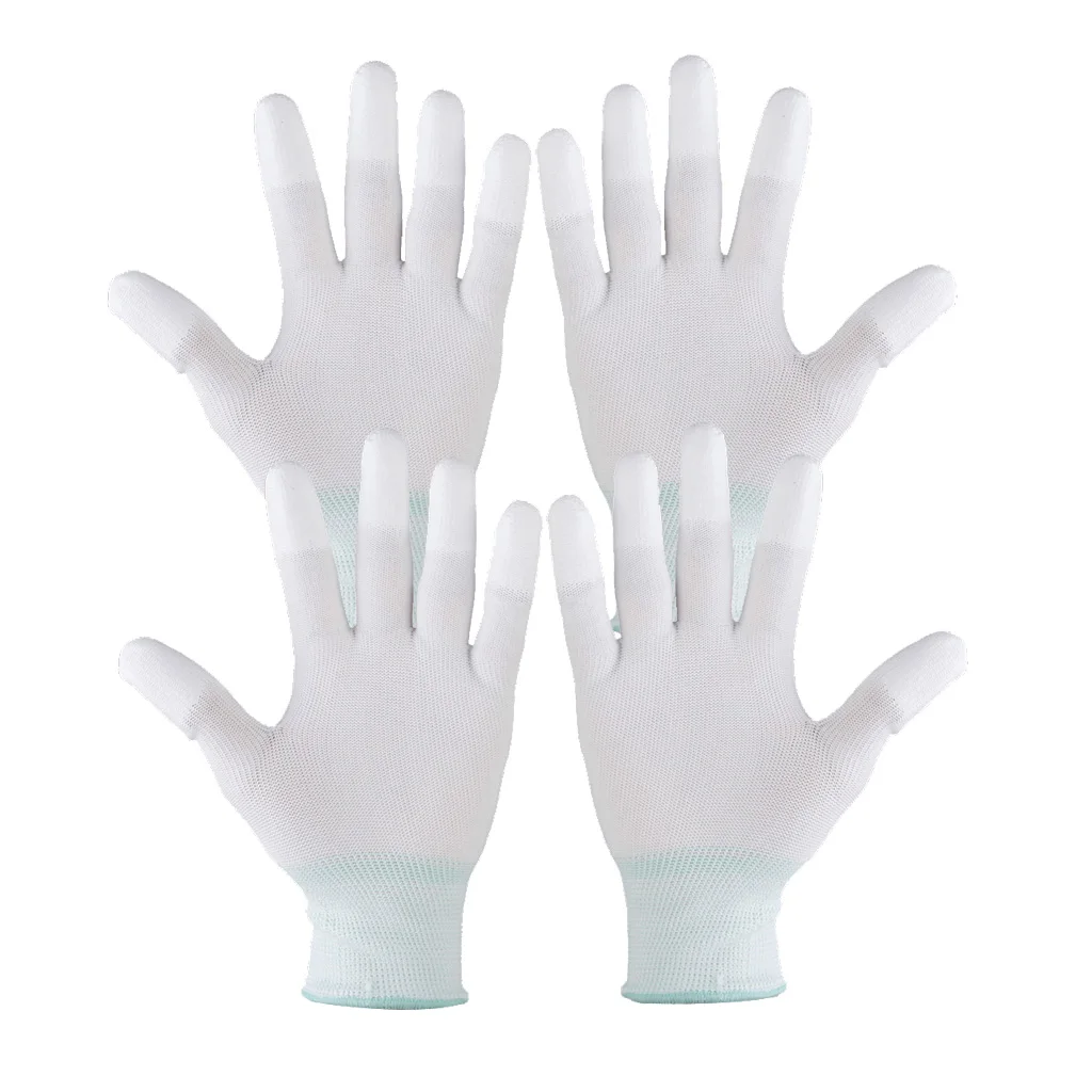 2 Pairs Dust-free White Nylon Seamless Quilting Gloves DIY Apparel Sewing Tool For Machine Quilter Sewing Work 