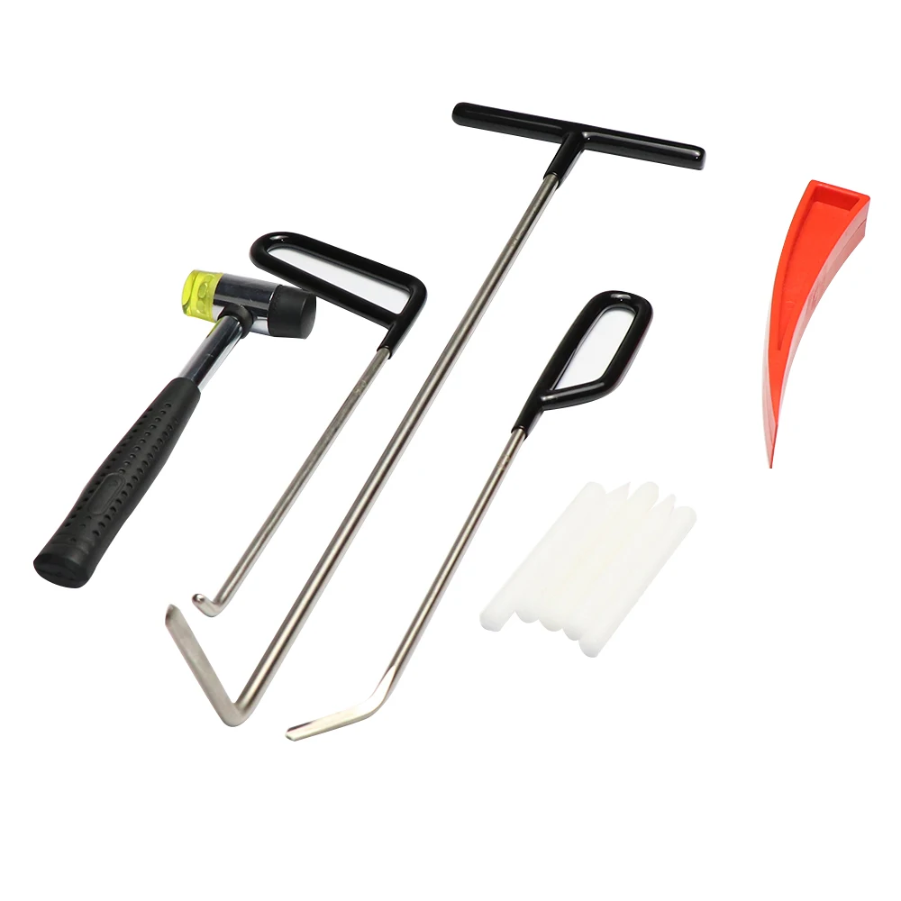 

Highly Quality PDR Rods Hook Tools Car Dent Removal PDR Tool Kit with Rubber Repair Hammer Red Wedge