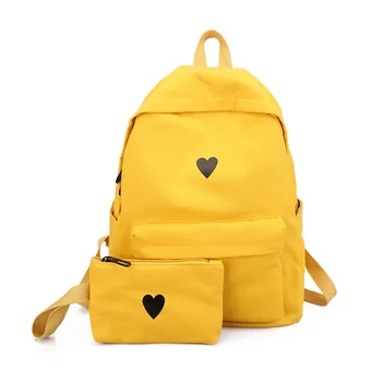 

School Bag Backpack Women Canvas School Bag Backpack for Teens Girls 2 Pcs/set Large Capacity Travel Bag Dropshipping